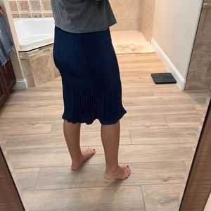 Navy midi slip skirt with animal print